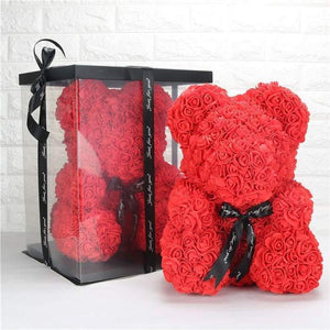 Rose flower bear special for valentine's day similar to coupleschoices.com trendyoutfiters Red 10 inch / 25 cm 