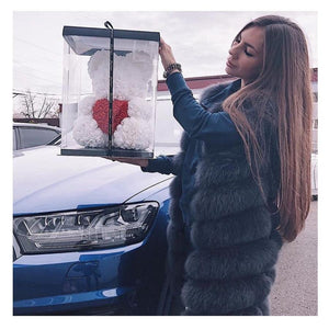 White Rose bear with Heart trendyoutfiters 