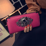Skull Ladies Wallet skull wallet trendyoutfiters Rose Red 