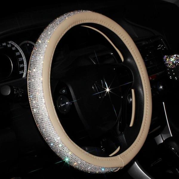 Steering wheel cover swarovski trendyoutfiters Beige 