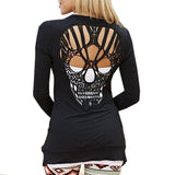 Women's Long Sleeve Skull Backless shirt trendyoutfiters 