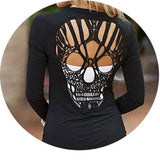 Women's Long Sleeve Skull Backless shirt trendyoutfiters 